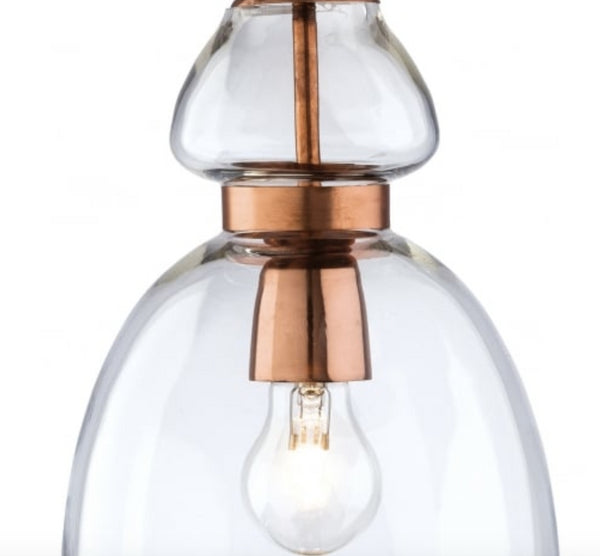 Clear Glass and Copper Pendant Light - CENTURIA