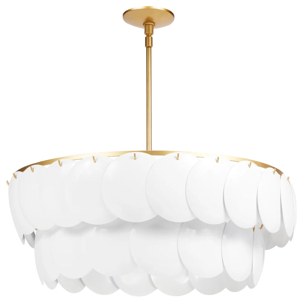 Gloss White and Gold Medallion Chandelier