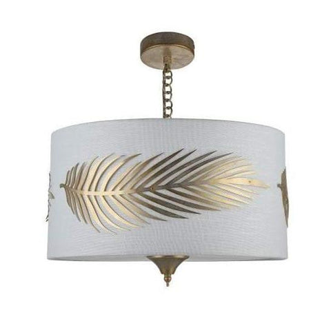 Hollywood Regency Gold and White Palm Frond Chandelier - CENTURIA