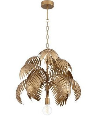 Gold Regency Palm Frond Chandelier