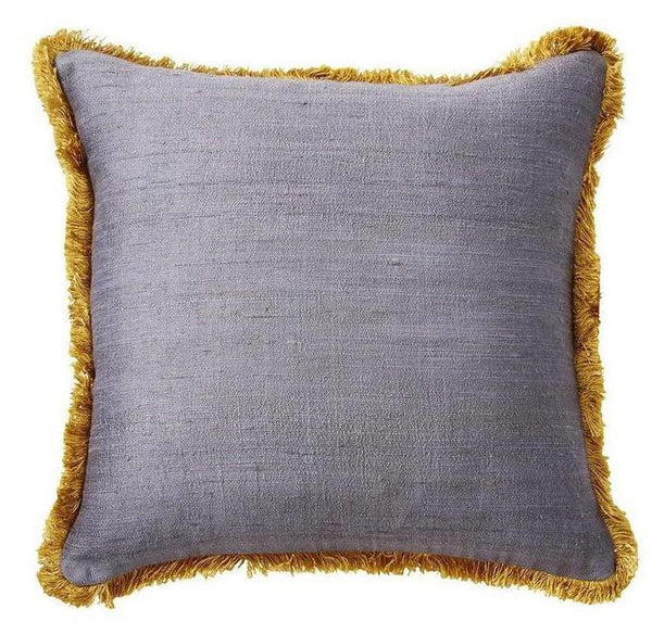 Grey Silk Fringe Pillow - CENTURIA