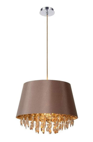 Taupe Draping Crystal Drum Light - CENTURIA