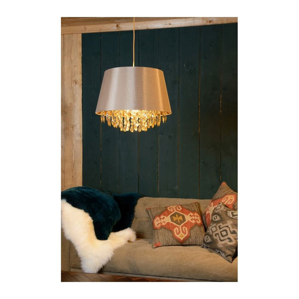 Taupe Draping Crystal Drum Light - CENTURIA