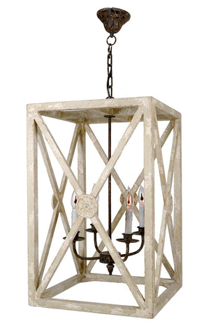 Handpainted Distressed Lantern Chandelier - CENTURIA