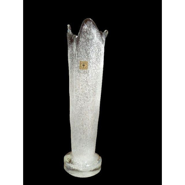Mid-Century Iwata Toshichi Bubble Glass White Vase - CENTURIA