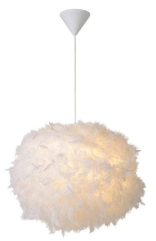 Whimsical White Feather Globe Pendant - CENTURIA