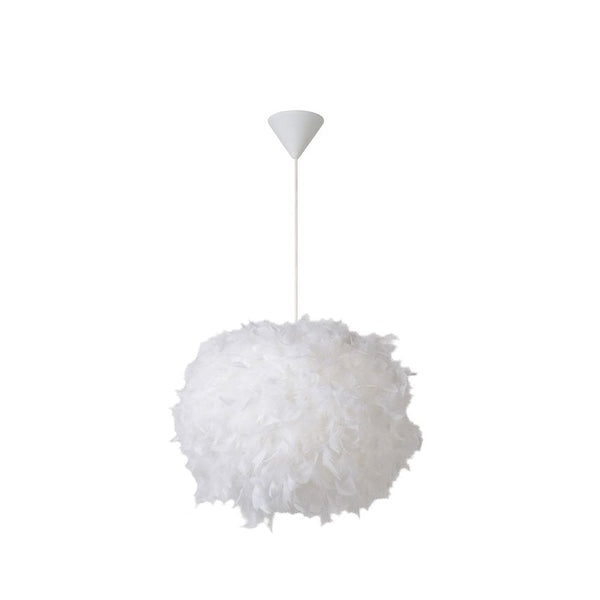 Whimsical White Feather Globe Pendant - CENTURIA