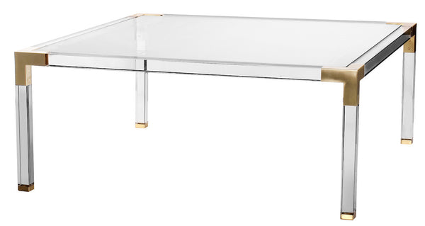 Lucite and Brass Coffee Table - CENTURIA