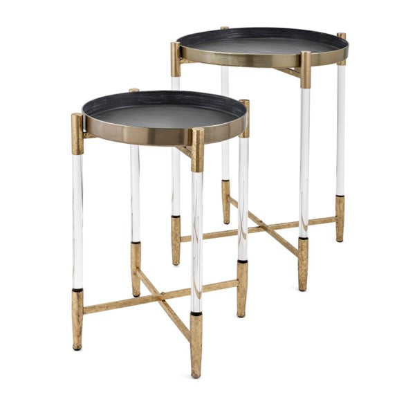 Lucite and Iron Round Side Tables-Set/2 - CENTURIA