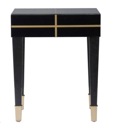 Geometric Lacquered Black and Gold Side Table - CENTURIA