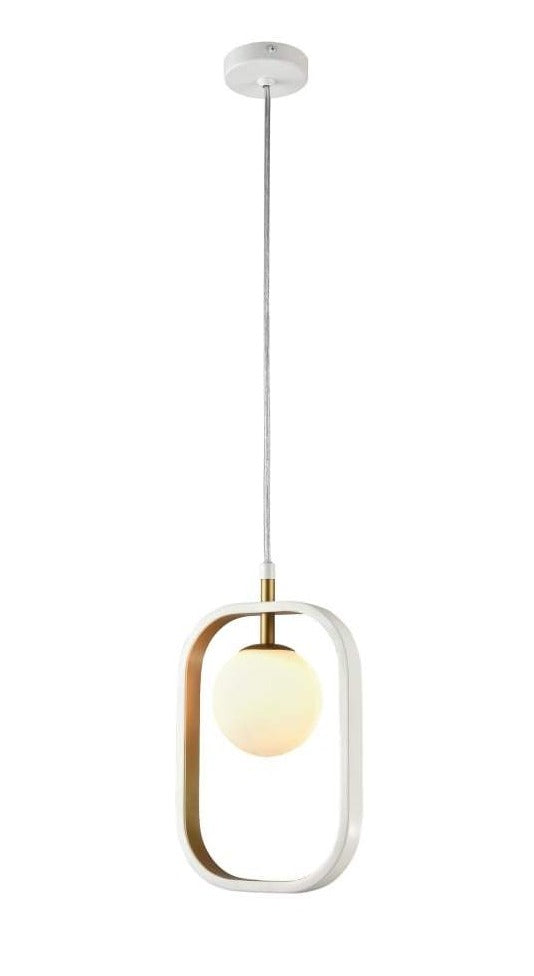 White and Gold Lined Pendant Light - CENTURIA