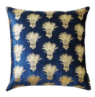 Navy Velvet Sheath-of-Wheat Pillow - CENTURIA