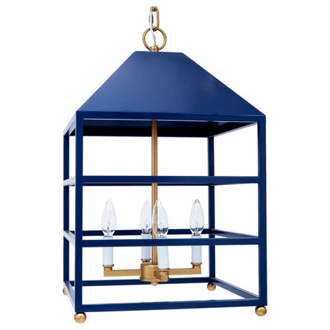 Navy and Gold Square Cage Pendant