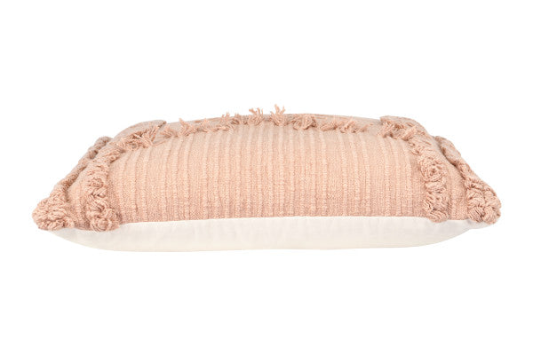 Large Soft Pink Boho Tassel Pillow