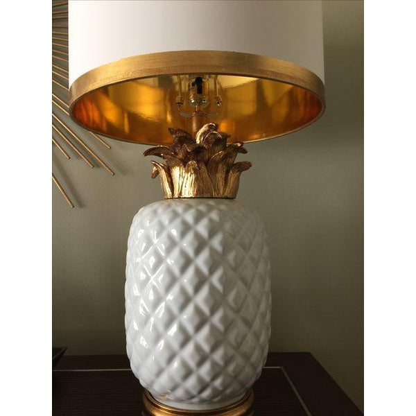 Palm Beach White & Gold Pineapple Lamp - CENTURIA