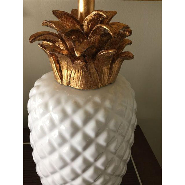 Palm Beach White & Gold Pineapple Lamp - CENTURIA