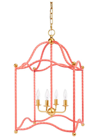 Pink and Gold Twist Lantern Pendant