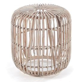 Whitewashed Rattan Stool - CENTURIA