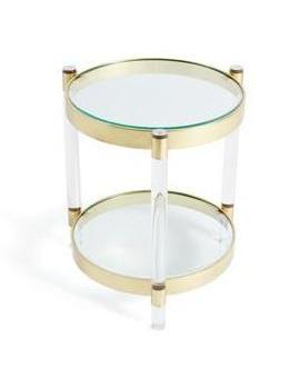 Lucite and Brass Round Side Table - CENTURIA