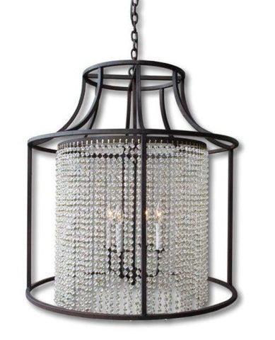 Large Iron and Draping Crystal Chandelier