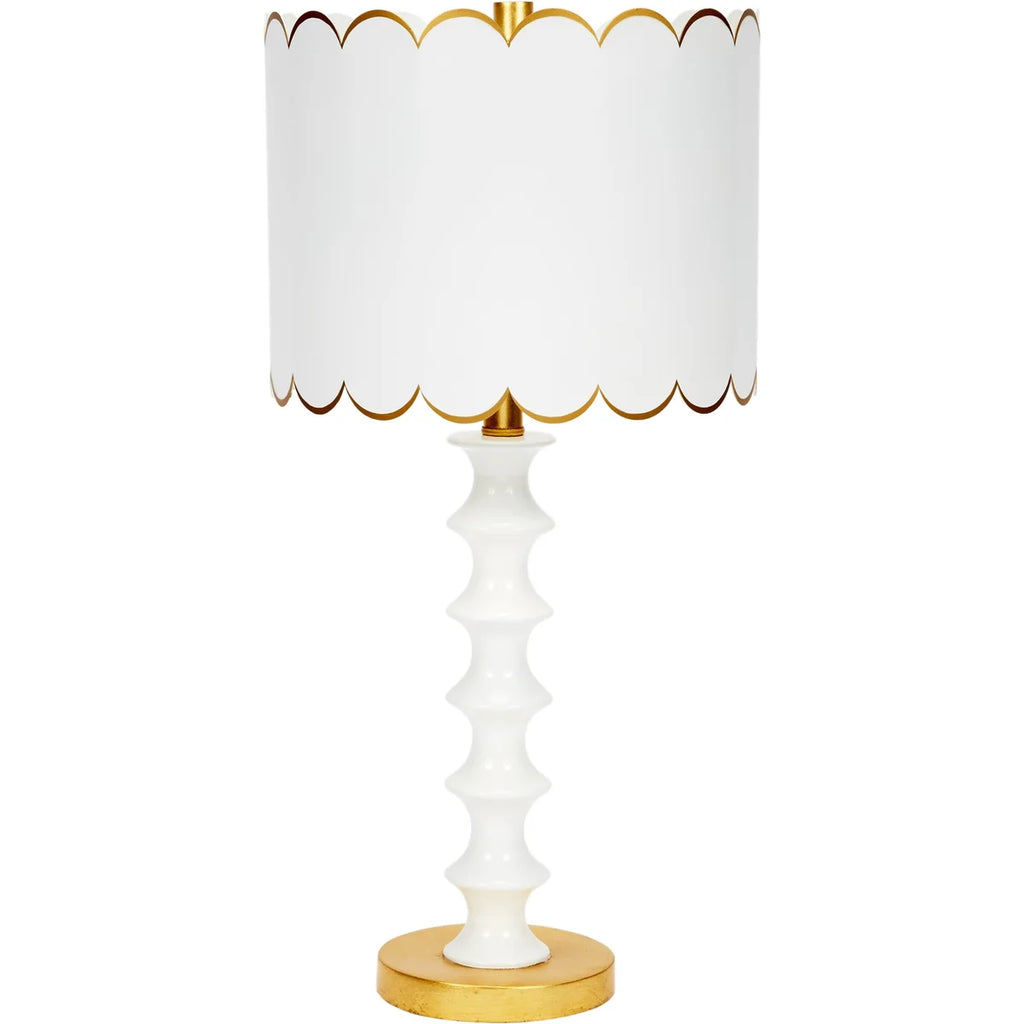 Lydia White and Gold Scalloped Table Lamp