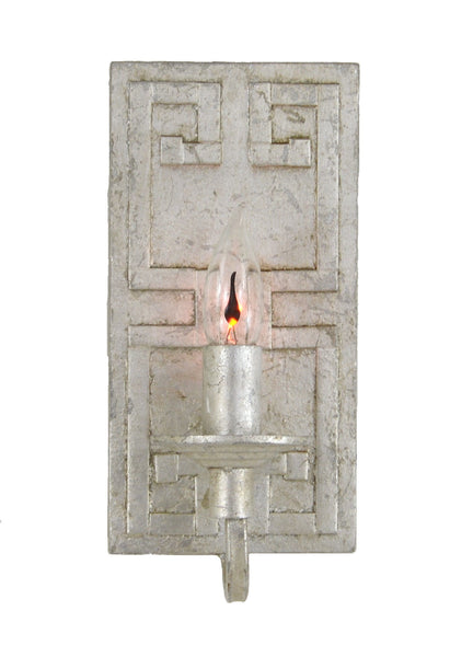 Antique Silver Greek Key Motif Sconce - CENTURIA