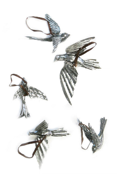 Silver Hanging Birds-Set/5 - CENTURIA