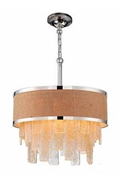 Tan and Amber Textured Crystal Drum Light - CENTURIA
