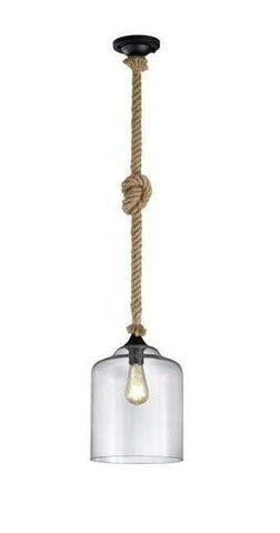 Vintage Style Glass & Rope Pendant - CENTURIA