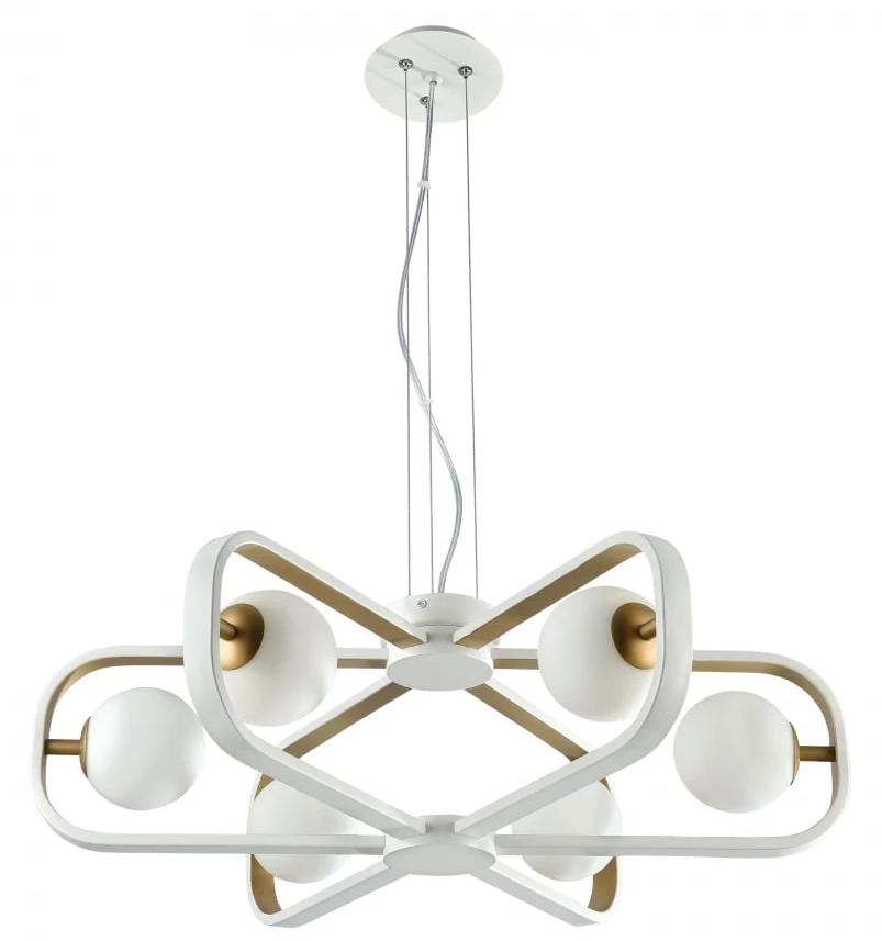 Organic Atomic Style Chandelier in White and Gold