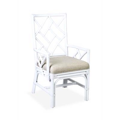 Chippendale White Rattan Arm Chair - CENTURIA