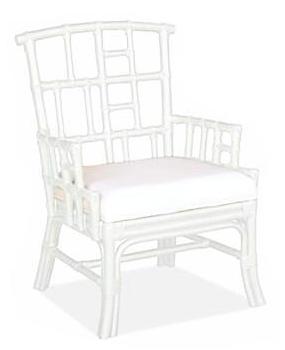 White Faux Bamboo Armchair - CENTURIA