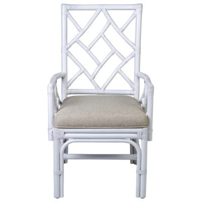 Chippendale White Rattan Arm Chair - CENTURIA