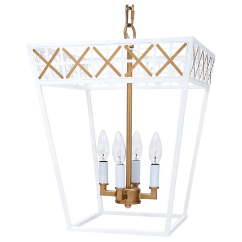 White and Gold Open Design Lantern Pendant