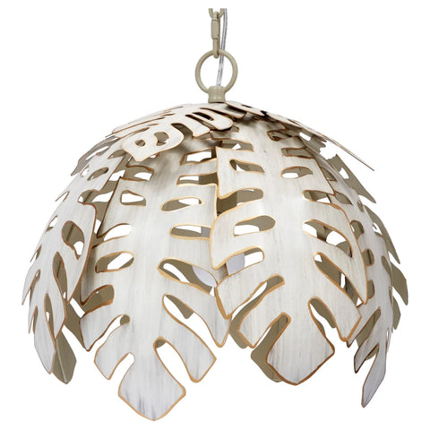 Deco White and Gold Palm Leaf Pendant