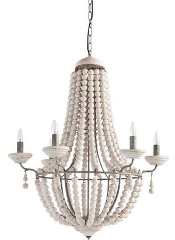 White washed Wooden Chandelier - CENTURIA