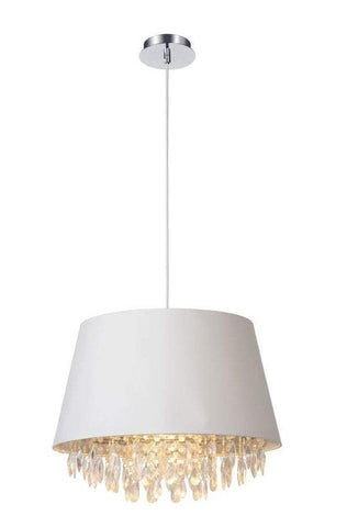 White Draping Crystal Drum Light - CENTURIA