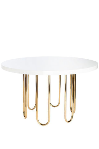 White and Gold Modern Dining Table - CENTURIA