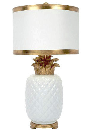 Palm Beach White & Gold Pineapple Lamp - CENTURIA