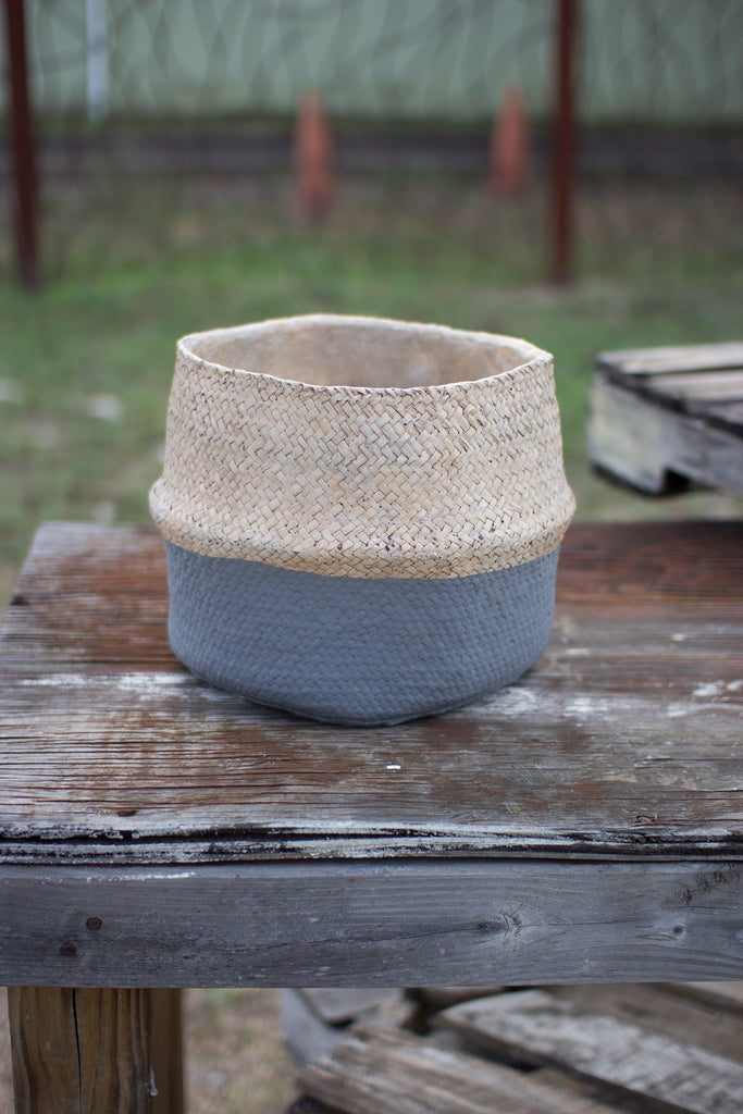 Woven Cement Planter in Natural and Grey - CENTURIA