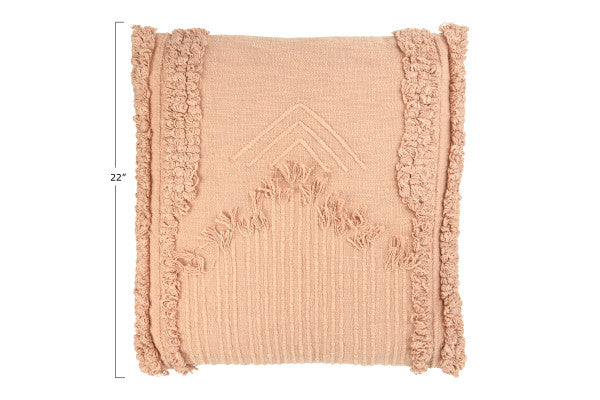 Large Soft Pink Boho Tassel Pillow